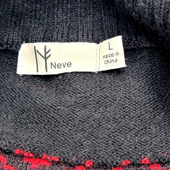 Neve Women's Nordic Wool Blend Full-Zip Sweater Jacket L Black Red Gray Pattern - Picture 11 of 16